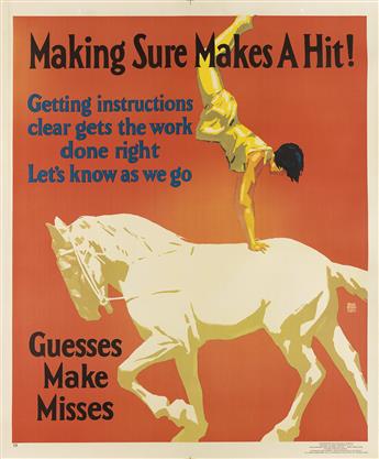 DESIGNER UNKNOWN. [MAKING SURE MAKES A HIT!] / [LETS TAKE NO CHANCES]. Two posters. 1929. Each 44x36 inches, 111¾x94½ cm. Mather & Com